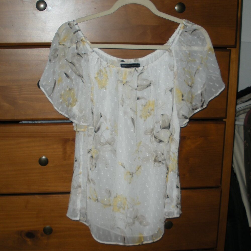 White House Black Market floral print Blouse SZ: 10